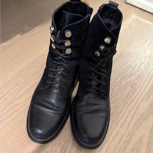 Aquatalia Ali Suede Leather Studded Black Boots size